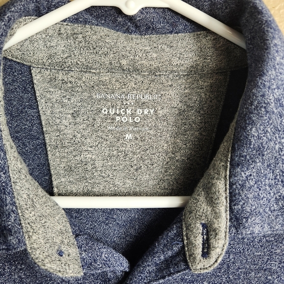 Banana Republic Mens |M| Navy/Gray Heather Quick Dry Performance Polo - Picture 3 of 8